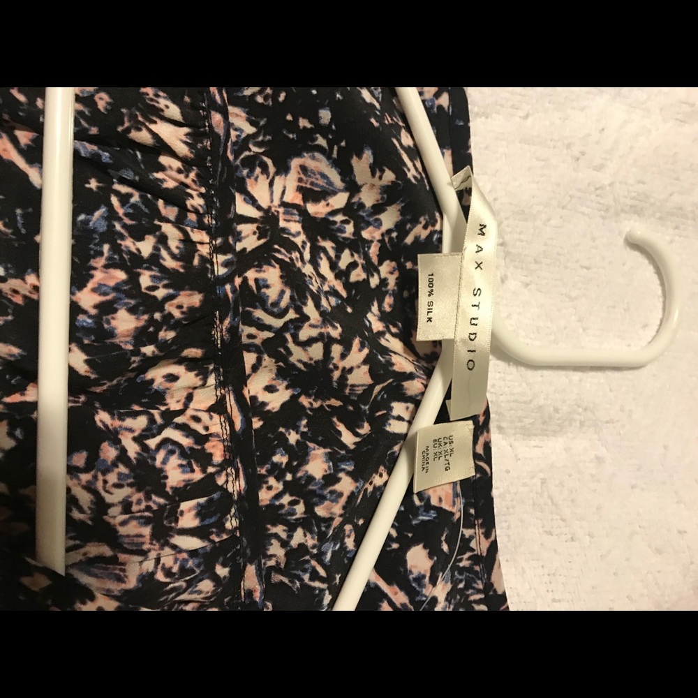 100% silk printed floral blouse 3/4 sleeve - Picture 4 of 5